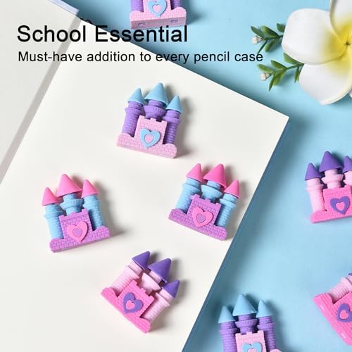 18pcs Castle Shaped Pink Erasers for Kids