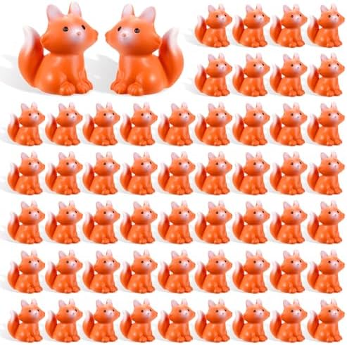 54Pcs Mini Resin Fox Figurines Set Decor Accents