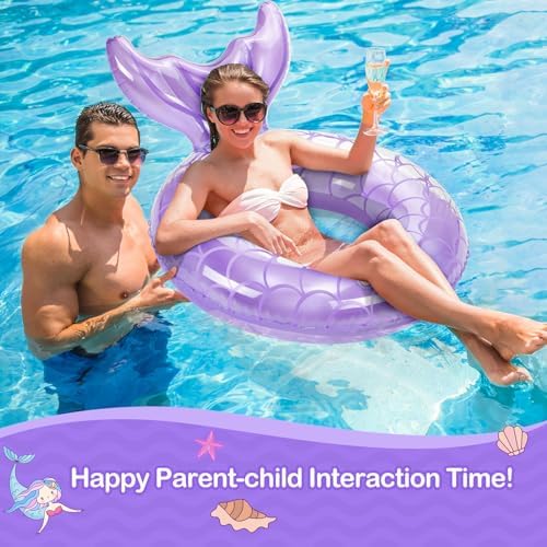 MoKo Inflatable Swimming Ring Bright Fish Tail Shape for Kids and Adults