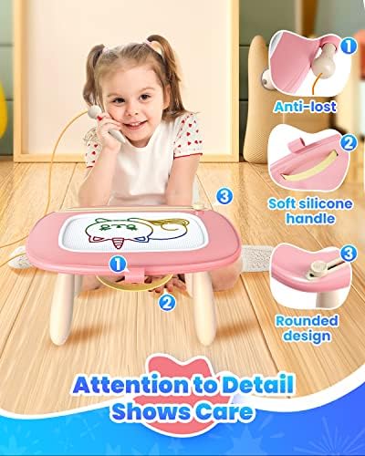 Seimome Magnetic Drawing Board for Toddler Girls 1-3 Years Pink