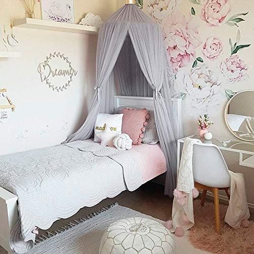 Kids Netting Mesh Cotton Bed Canopy Baby Cribs Grey