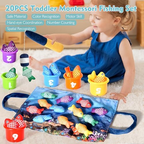 Montessori Fishing Toy Set for 1-3 Year Olds