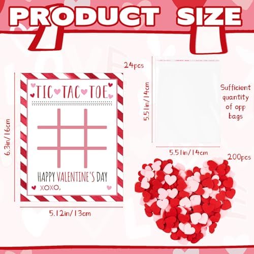 Valentines Day Tic Tac Toe Card Game with Heart Ornaments