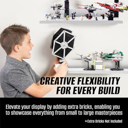 16in Floating Shelves for Building Block Display - White 2-Pack