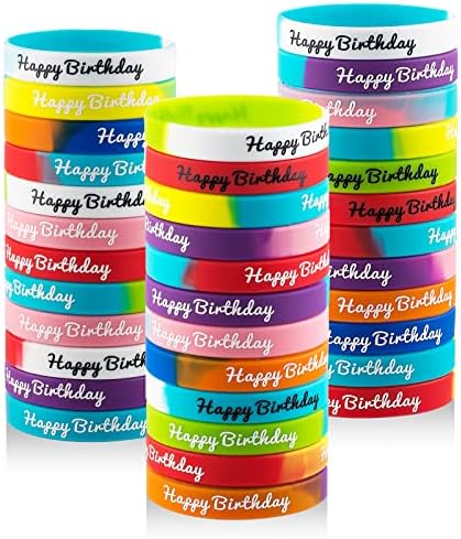 36pcs Happy Birthday Rubber Bracelets for Kids Teens