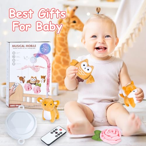 Baby Crib Mobile with Music Lights and Remote Control