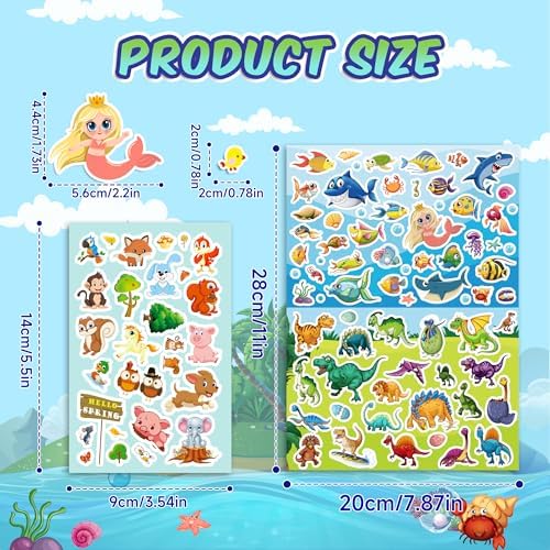 3200 PCS Cartoon Animal Stickers for Kids