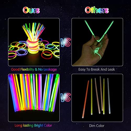 100 Ultra Bright Glow Sticks Bulk Pack for Parties