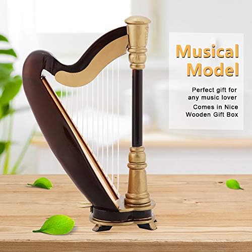 Joyzan Miniature Harp Decor Figurine Wood Display Ornament