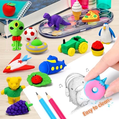 70 Pack 3D Animal Erasers for Kids Classroom Rewards