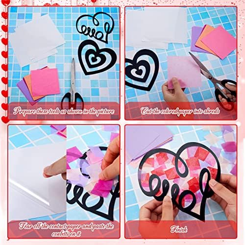 Chinco 18 Piece Heart Paper Suncatcher Craft Kit for Valentines Day