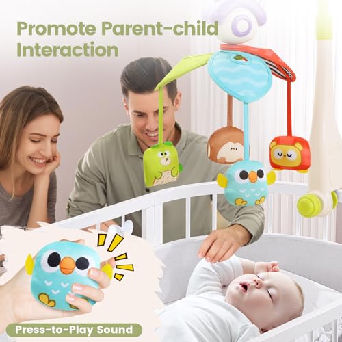 Cute Stone Baby Crib Mobile with Music and Lights
