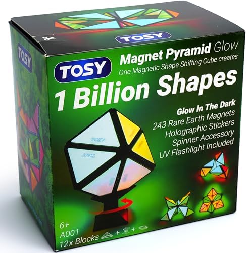 TOSY Magnet Pyramid Glow - 12 Pieces 243 Magnets STEM Toy