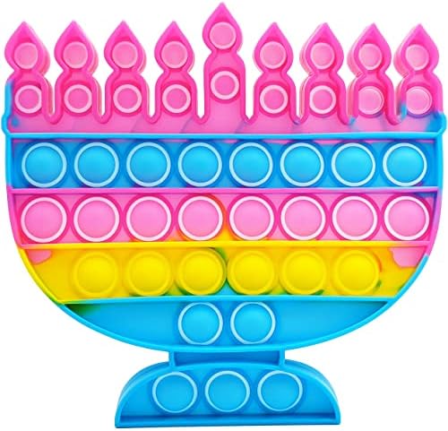 The Dreidel Company Hanukkah Poppit - Pop Fidget Toy Dreidel and Menorah Set