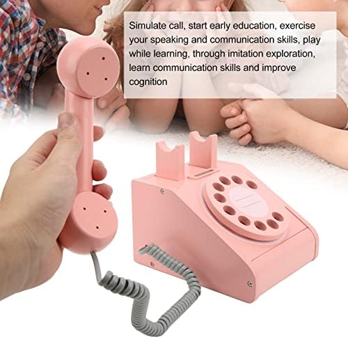 Wooden Simulation Retro Dial Phone for Kids