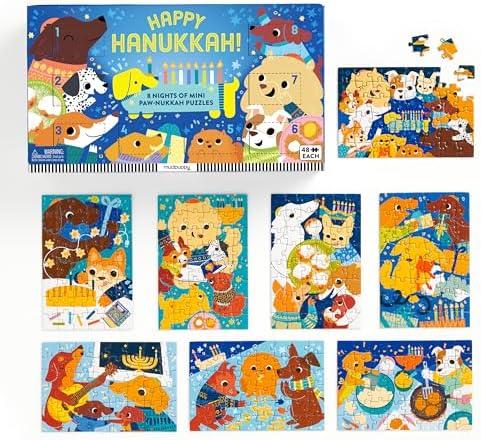 Happy Hanukkah 8 Days of Puzzles with Adorable Puppies