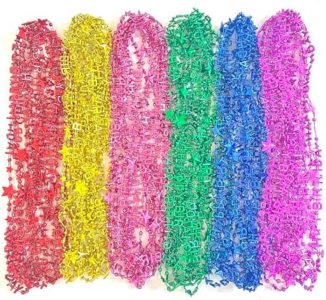 48 Pcs Colorful Happy Birthday Party Beads Necklaces