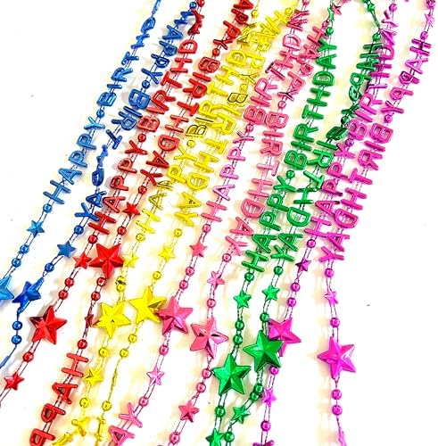 48 Pcs Colorful Happy Birthday Party Beads Necklaces