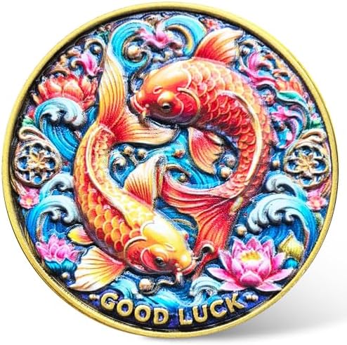 Good Luck Coin with Koi Fish Design