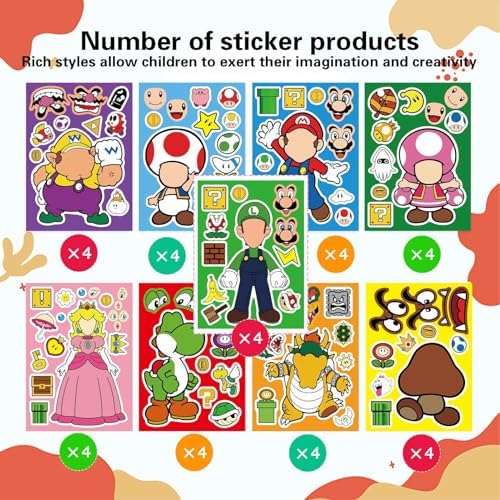 36 Piece Make-a-Face Sticker Set for Kids and Teens