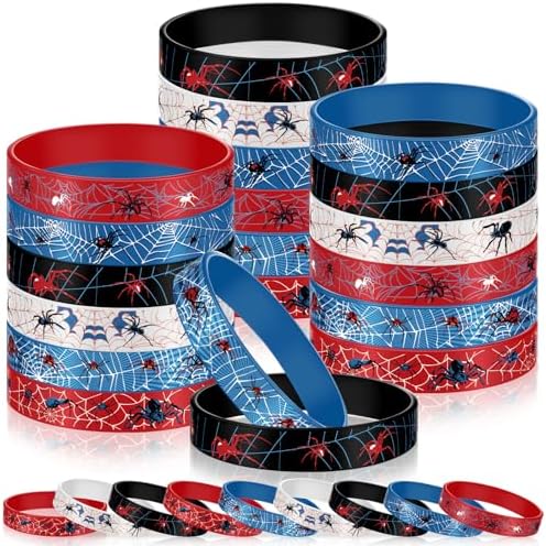 Ecally 24pcs Spider Silicone Wristbands for Halloween and Birthday Parties