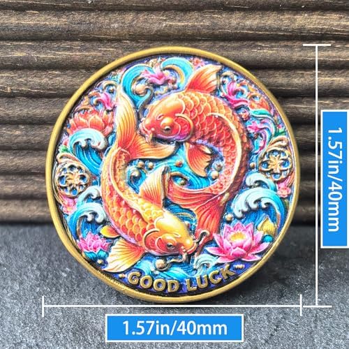 Good Luck Coin with Koi Fish Design