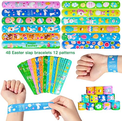 Max Fun 48pcs Easter Slap Bracelets Party Favors