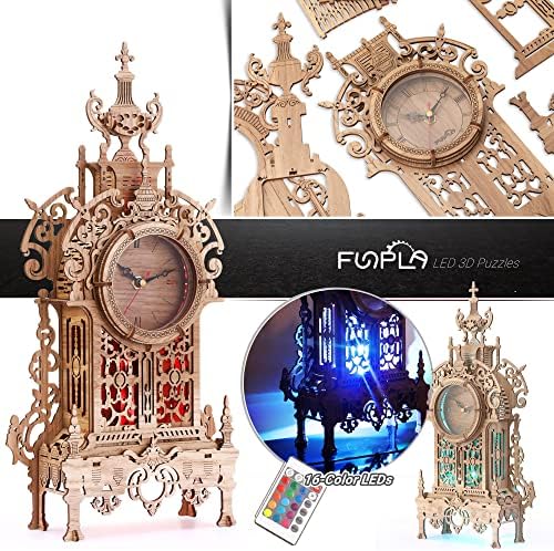 3D Wood Puzzle LED Tower Clock DIY