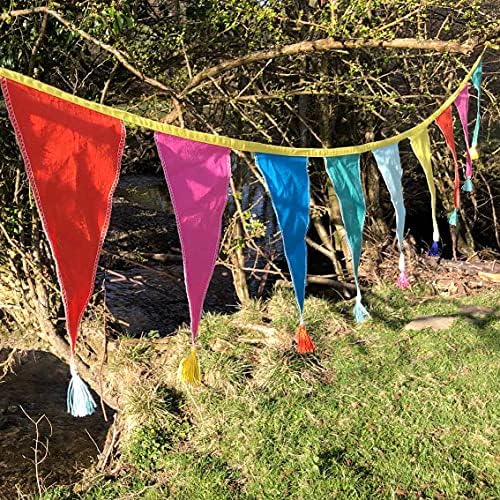 Fabric Rainbow Bunting with Tassels - 10ft