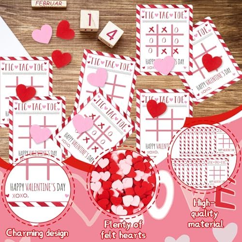 Valentines Day Tic Tac Toe Card Game with Heart Ornaments