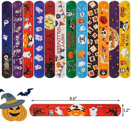 Halloween Slap Bracelets for Kids 72pcs Set