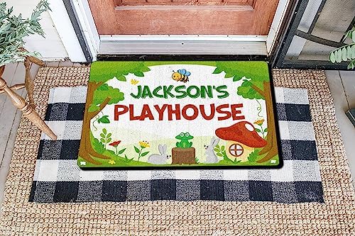 VOTANTA Custom Name Playhouse Doormat for Kids