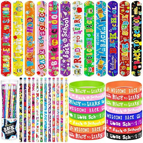 Durony 24 Welcome Back to School Pencils and Bracelets Set 12 Styles