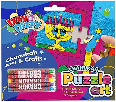 Chanukah Puzzle Art Kit with 5 Crayons and Puzzle Board