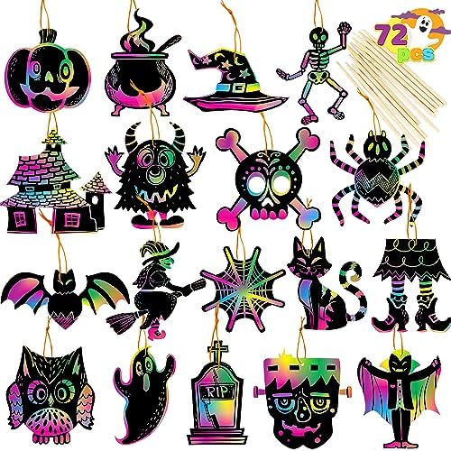JOYIN Halloween Rainbow Scratch Art Craft Kit 72 Pieces