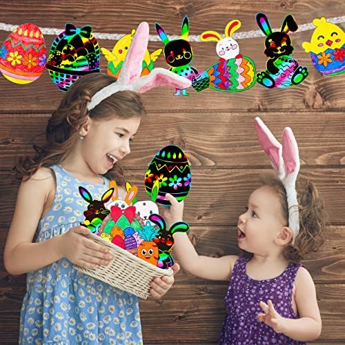 Max Fun Rainbow Scratch Easter Crafts Kit - 96 Count