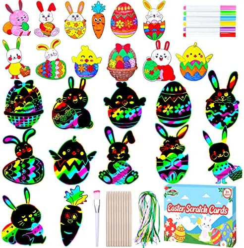 Max Fun Rainbow Scratch Easter Crafts Kit - 96 Count