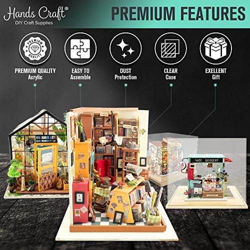 Hands Craft Miniatures Display Case with Acrylic Cover and Wooden Base