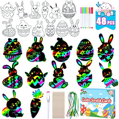 Max Fun Rainbow Scratch Easter Crafts Kit - 96 Count