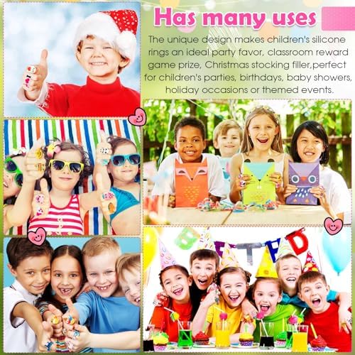 Highergo 120 Pcs Rainbow Animal Rings for Kids 1