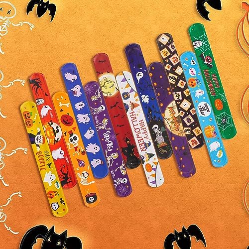 Halloween Slap Bracelets for Kids 72pcs Set