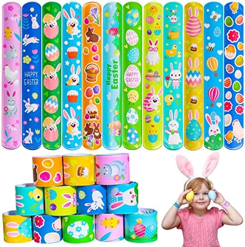Max Fun 48pcs Easter Slap Bracelets Party Favors